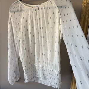 NWT Vero Moda White Anchor Print Blouse